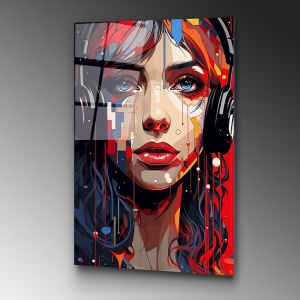 Tablou decorativ Re-Bloom, model femeie, sticla temperata, multicolor, 70 x 100 cm - Img 3