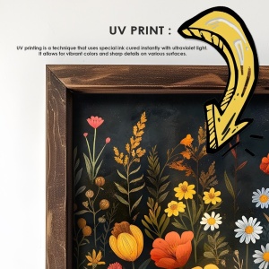 Tablou decorativ Re-Bloom, model floral, lemn masiv/MDF, multicolor, 40 x 100 x 3,5 cm - Img 6