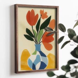 Tablou decorativ Re-Bloom, model floral, MDF/lemn masiv, multicolor, 35 x 47 x 2 cm - Img 2