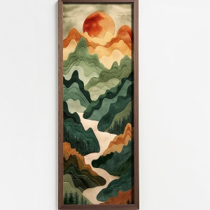 Tablou decorativ Re-Bloom, model peisaj, MDF/lemn masiv, multicolor, 40 x 120 cm - Img 5