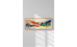 Tablou decorativ Re-Bloom, model peisaj, MDF/lemn masiv, multicolor, 50 x 120 cm