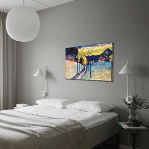 Tablou decorativ Re-Bloom, model peisaj, panza/lemn, multicolor, 70 x 100 cm - Img 3