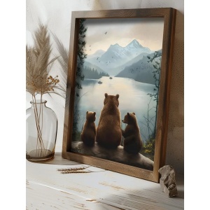 Tablou decorativ Re-Bloom, model ursuleti, MDF/lemn masiv, multicolor, 35 x 47 x 3,5 cm - Img 2