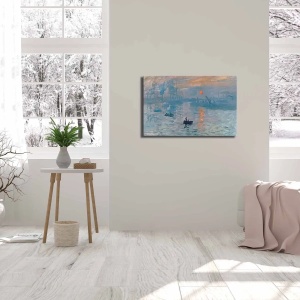 Tablou decorativ Re-Bloom, panza/lemn, albastru/negru/portocaliu, 45 x 70 cm - Img 2