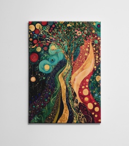 Tablou decorativ Re-Bloom, panza/lemn, multicolor, 50 x 70 cm - Img 2