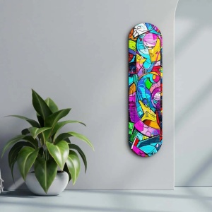 Tablou decorativ Re-Bloom, sticla securizata, multicolor, 20 x 80 cm - Img 5