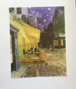 Tablou decorativ Re-Bloom, Van Gogh, lemn/panza, mov/galben, 50 x 70 cm - Img 1