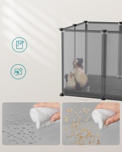Tarc de joaca pentru hamsteri/iepuri/arici Songmics, plastic, gri, 125 x 63 x 42 cm, Resigilat, Grad A - Img 2