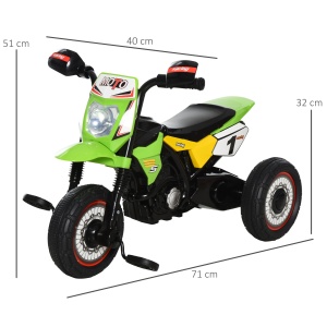 Tricicleta stil motocicleta copii 18-36 luni, 71x40x51 cm, sunete si lumini, 3 roti, PP/metal, verde - Verificat A · Re-Bloom - Img 4