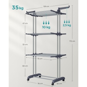 Uscator de rufe, SONGMICS, 64 x 126 x 172 cm, utilizare in interior si exterior, gri LLR701G01, Resigilat, Grad A - Img 5