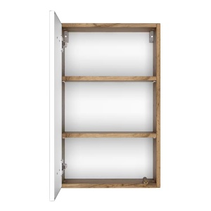 Verciano dulap suspendat baie, 40x64x20 cm, 1 usa, 2 rafturi, MDF alb mat, PAL stejar Wotan - Verificat A · Re-Bloom - Img 3