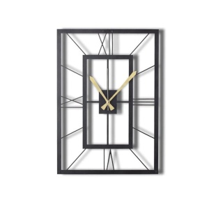 Wallxpert ceas de perete decorativ, metal 100% grosime 2mm, 49x34.5 cm, mecanism AA, negru - Verificat A · Re-Bloom