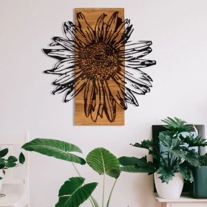 Wallxpert decor de perete metal/lemn, 56x58 cm, metal 1.2mm + cadru lemn 3cm, negru/nuc - Verificat A · Re-Bloom - Img 2