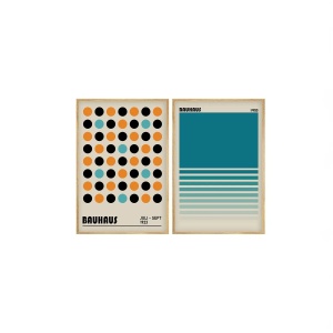 Wallxpert set 2 tablouri decorative cu rama, 2x50x70 cm, MDF 3mm, cadru lemn solid 2 cm, multicolor - Verificat A · Re-Bloom