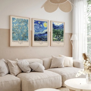 Wallxpert set 3 tablouri decorative cu rama, 3x50x70 cm, MDF 3mm, cadru lemn solid 2 cm, multicolor - Verificat A · Re-Bloom - Img 2