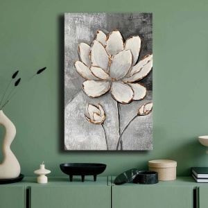 Wallxpert tablou decorativ canvas model floral, 45x70 cm, panza, gri - Verificat A · Re-Bloom - Img 4