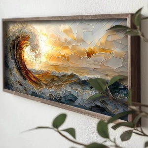 Wallxpert tablou decorativ inramat MDF, 60x120x3.5 cm, MDF 3mm, cadru brad 100%, format panoramic, multicolor - Verificat A · Re-Bloom - Img 2