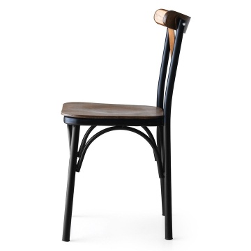 Woody Fashion set 4 scaune dining 42x41x84 cm, cadru metal 100%, sezut si spatar lemn, inaltime sezut 50 cm, 200 kg, maro inchis - Verificat A · Re-Bloom - Img 5