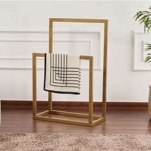 Woody Fashion suport prosoape, metal 100%, 25x60x90 cm, auriu - Verificat A · Re-Bloom - Img 2
