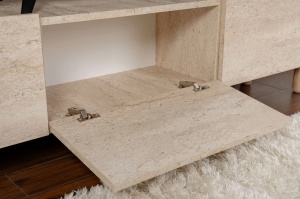 Alvin Travertine comoda TV living 180x42x31.4 cm, PAL 18mm, finisaj travertin, stil contemporan - Verificat A · Re-Bloom - Img 5