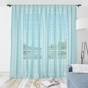 Arabeske set 2 perdele semitransparente 240x247 cm, 100% poliester, turcoaz - Verificat A · Re-Bloom