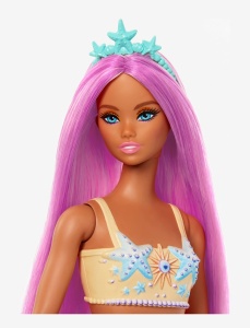Barbie papusa Sirena Touch of Magic, par roz, coada portocalie, cu bentita - Verificat A · Re-Bloom - Img 3