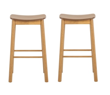 Barlow set 2 scaune de bar 44x39.5x76.8 cm, lemn de stejar si cauciuc furnirut, MDF lacuit, certificat FSC MIX, natur - Verificat A · Re-Bloom