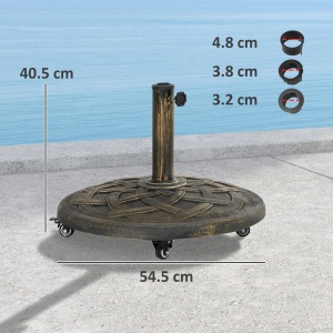 Baza umbrela rotunda 20kg, rasina, cu roti si frane, Φ54.5x40.5cm, Bronz - Verificat A · Re-Bloom - Img 4