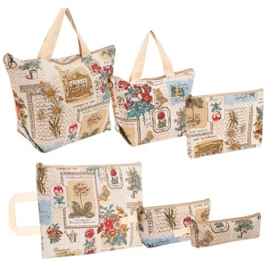 Belle Vous set 6 genti organizare bagaj, bumbac cu fermoar, 6 marimi 21x6cm pana la 34x24.5cm, capacitate 2-12kg, imprimeu, maro - Verificat A · Re-Bloom