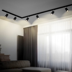 Brilo spotlight 4 lumini GU10, 161 cm, aluminiu vopsit electrostatic, dimabil, IP20, negru - Verificat A · Re-Bloom - Img 3