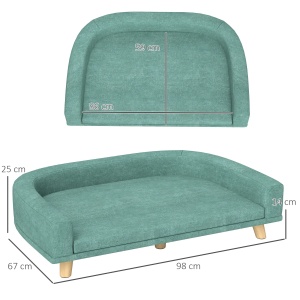 Canapea pentru caini Re-Bloom, poliester/MDF/lemn masiv, verde deschis/natur, 98 x 67 x 25 cm, Resigilat, Grad A - Img 3