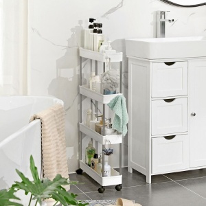 Carucior de depozitare, 4 nivele, metal/plastic, alb/argintiu, 40 x 13,5 x 86 cm, Resigilat, Grad A - Img 3