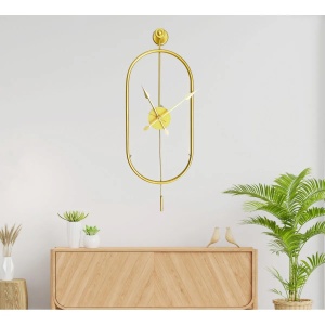 Ceas decorativ de perete Re-Bloom, metal, auriu, 28 x 80 x 7 cm - Img 3