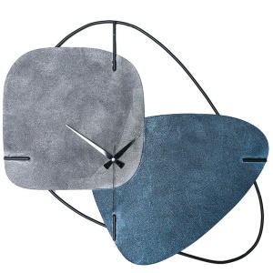 Ceas decorativ de perete Re-Bloom, metal, gri/albastru/negru, 58 x 55 cm