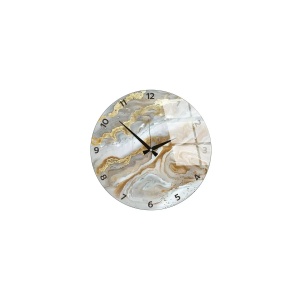 Ceas decorativ de perete Re-Bloom, sticla, gri/auriu, 40 cm