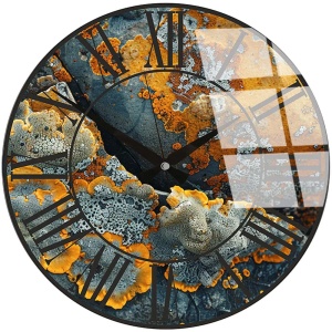 Ceas decorativ de perete Re-Bloom, sticla, multicolor, 40 cm