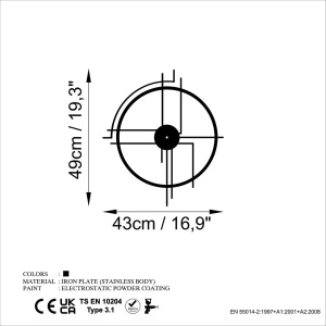 Ceas decorativ Re-Bloom, metal, negru, 49 x 43 cm - Img 2