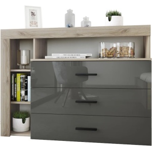 Comoda Irim Maraton 120x43x85.9 cm, MDF Stejar/Gri Cobalt, Resigilat, Grad A - Img 3