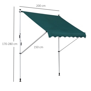 Copertina cu manivela Re-Bloom, cadru telescopic si unghi reglabil, aluminiu/metal/poliester, verde/alb, 200 x 150 cm, Resigilat, Grad A - Img 3