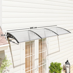 Copertina exterioara curbata din policarbonat 5mm, PP si aluminiu, 90x295x23.5cm, Transparent/Negru - Verificat A · Re-Bloom - Img 3