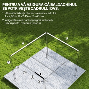 Copertina retractabila pentru pergola Re-Bloom, poliester, 286x245 cm, protectie UV30+, cafea - Verificat A · Re-Bloom - Img 6