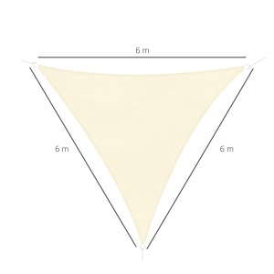 Copertina triunghiulara tip vela, HDPE, 6x6x6m, anti-UV 90%, respirabila, montare copaci/pereti/stalpi, crem - Verificat A · Re-Bloom - Img 3