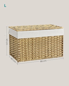 Cos de depozitare Songmics, ratan PP/metal/bumbac, natur, 40 x 40 x 66 cm, Resigilat, Grad A - Img 2