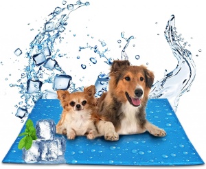 Covoras de racire pentru caini Waggydog, spuma/gel, albastru, 50 X 90 cm