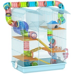 Cusca pentru hamsteri Re-Bloom, 5 nivele, metal/polipropilena/PS, multicolor, 47 x 30 x 59 cm, Resigilat, Grad A