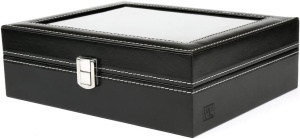 Cutie de depozitare cu capac de sticla pentru 10 ceasuri H&S, sticla/piele PU, negru, 22,5 x 7,5 x 20,5 cm, Resiggilat, Grad A - Img 3