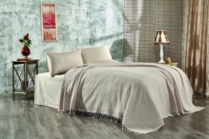 Cuvertura de pat, bumbac 100%, 220x240 cm, bej - Verificat A · Re-Bloom