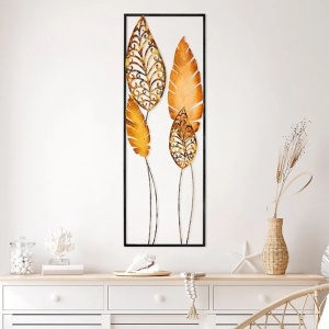 Decor de perete model frunze din metal, 32x90 cm, grosime 1.5mm, multicolor - Verificat A · Re-Bloom