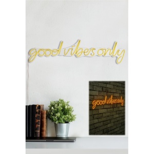 Decor de perete Re-Bloom, Good Vibes Only, galben/alb, 79 x 19 x 2 cm - Img 3