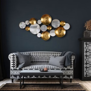 Decor de perete Re-Bloom, metal, auriu, 116 x 60 x 4 cm - Img 2